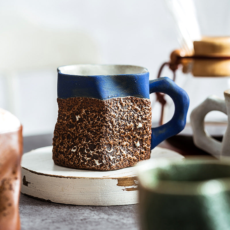 Vintage Irregular Ceramic Coffee Cup with Handle