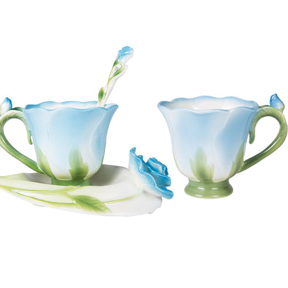 Ceramic Rose Coffee Mug – Elegant Floral Porcelain Cup