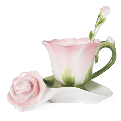 Ceramic Rose Coffee Mug – Elegant Floral Porcelain Cup