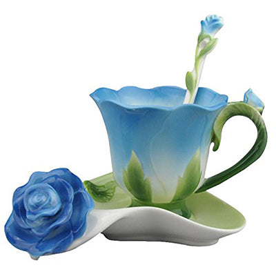 Ceramic Rose Coffee Mug – Elegant Floral Porcelain Cup
