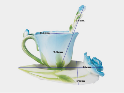 Ceramic Rose Coffee Mug – Elegant Floral Porcelain Cup