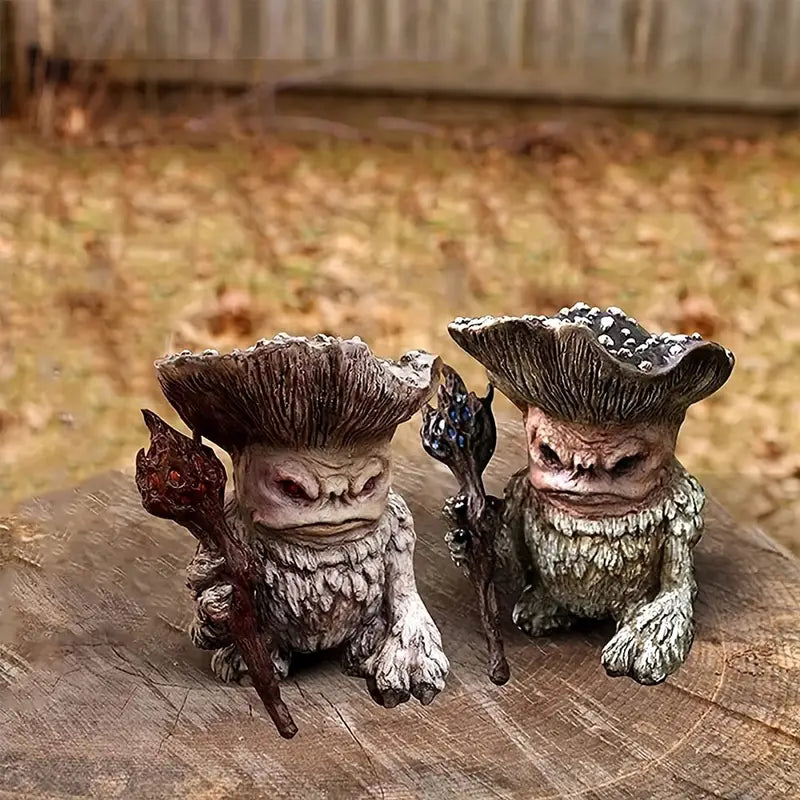 Fairy Mushroom Monster Troll Statue for Garden Decor